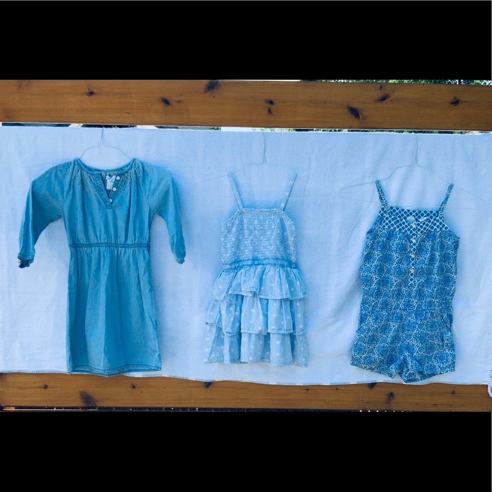 Three unique blue and white dresses for girls!